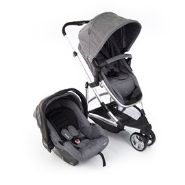 Carrinho de bebe com bebe conforto e base isofix sky infanti 3 em 1 grey/cinza